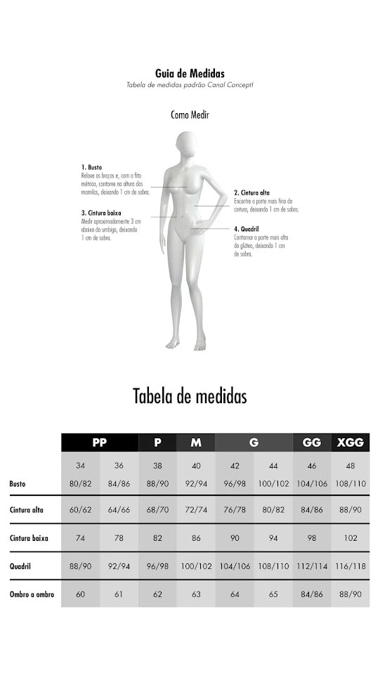 Guia de tamanhos produto